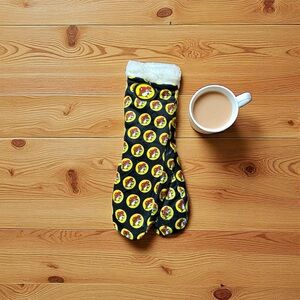 Buc-ee's Black Logo Warm Cozy Sherpa Gripper Socks